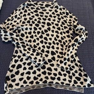 LOFT -Heart Print Long Sleeve Sweater